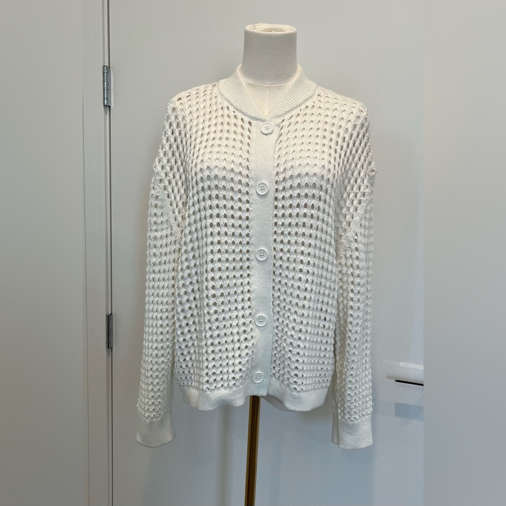 Vince Camuto Size: XL Women Cardigan  Button Up Knit New Ivory Daisy Daze